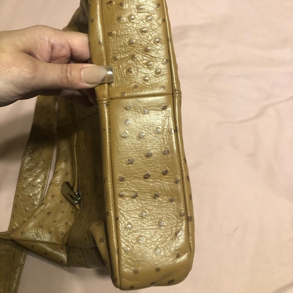 Ostrich print leather satchel - Picture 7 of 7